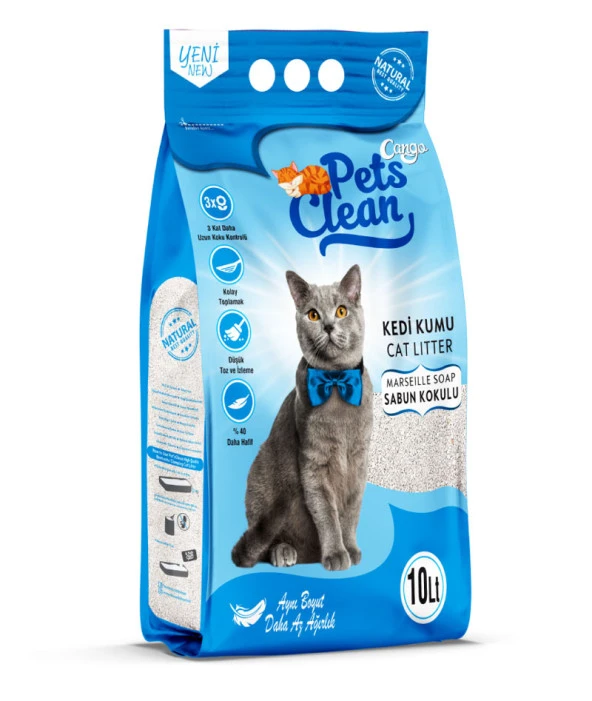 Pets Clean Kedi Kumu Marsilya Sabun Kokulu 10Lt ürün görseli 1