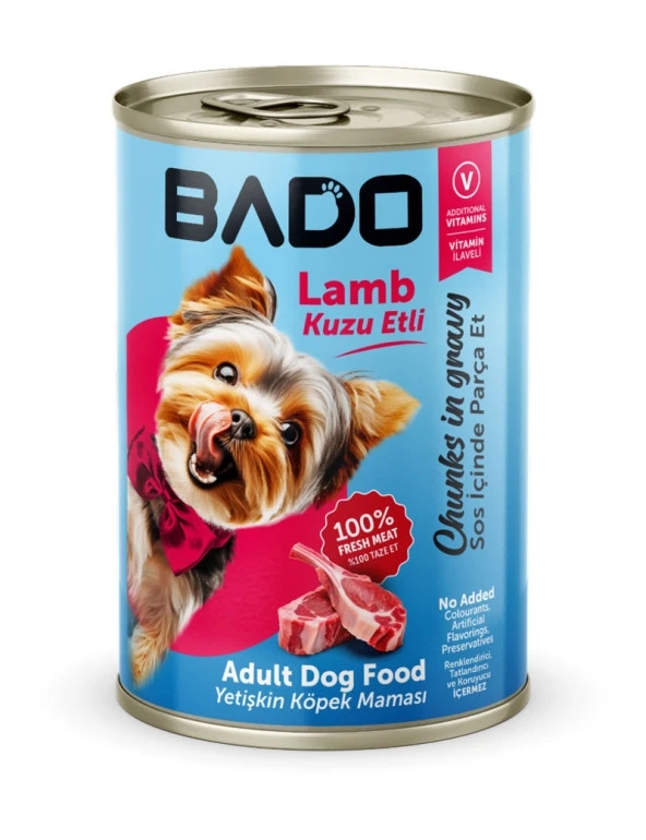 Bado Yaş Köpek Maması Kuzu Etli ve Pirinçli 400Gr ürün görseli 1