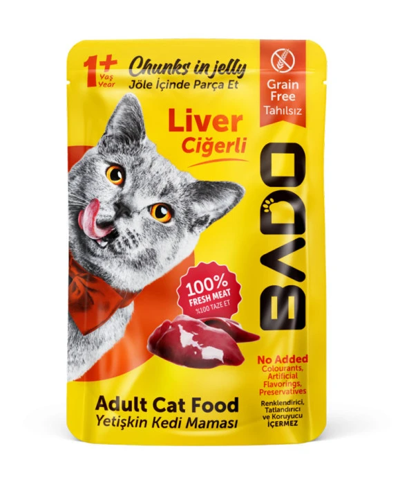 Bado Yetişkin Yaş Kedi Maması Ciğerli 85Gr ürün görseli 1