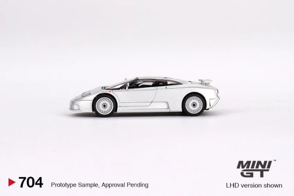 Mini GT Bugatti EB110 GT Grigio Chiaro 1:64 704 - Resim 3