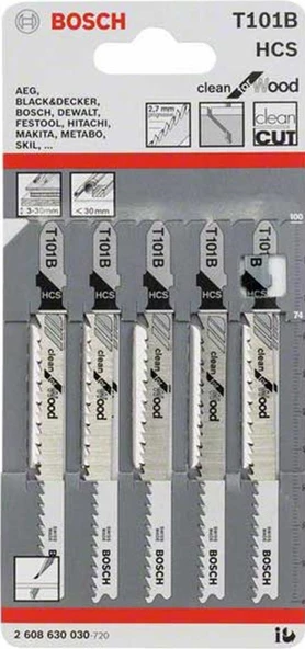 Bosch  - Temiz Kesim Serisi Ahşap İçin T 101 B Dekupaj Testeresi Bıçağı - 5'Li Paket ürün görseli 1