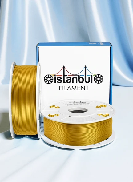 İstanbul Filament 3D Baskı Pla+ Filament Gold 1 kg 1,75MM  0,05 mm Bambu Lab Uyumlu ürün görseli 1