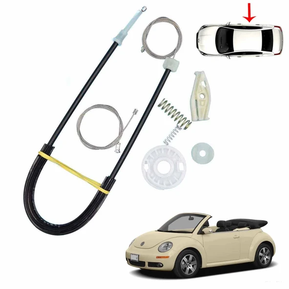 VW Beetle Convertible 2003-2010 için Cam Krikosu Tamir Seti Arka Sağ 1Y0898292 ürün görseli 1