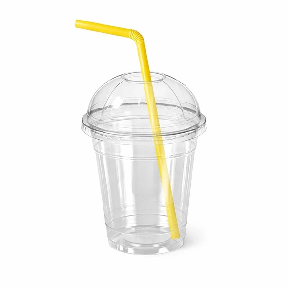 Slush Buzlaş Milkshake Bardak Pipet Kapak 100′ lü Set ürün görseli 1