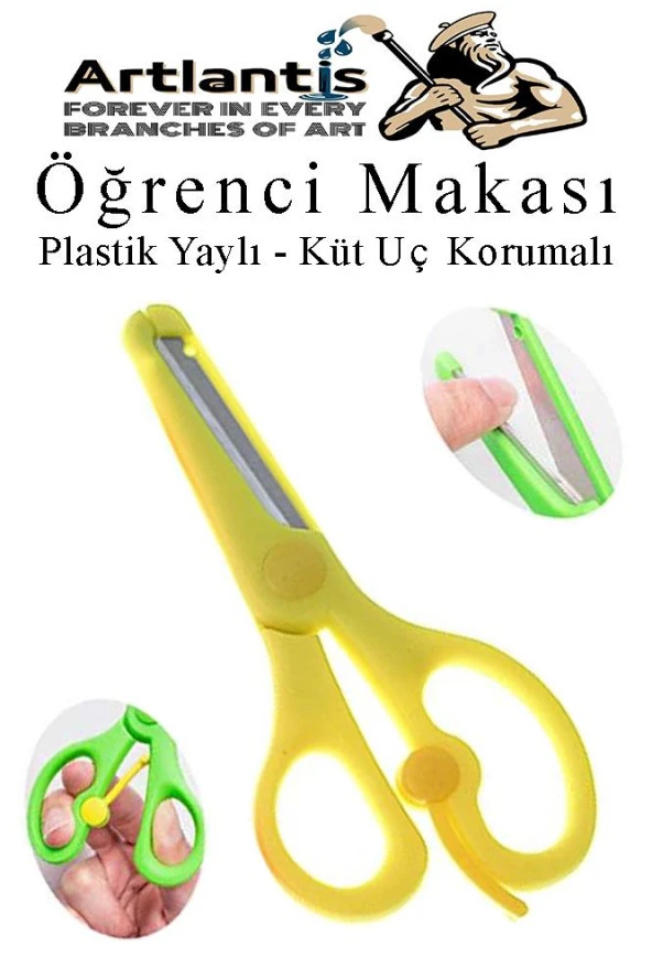Sarı Öğrenci Makası 1 Adet Plastik Yaylı Küt Uç Korumalı Okul Makası Çocuk Makası Okul Öncesi Kreş Ana Sınıfı ürün görseli 1