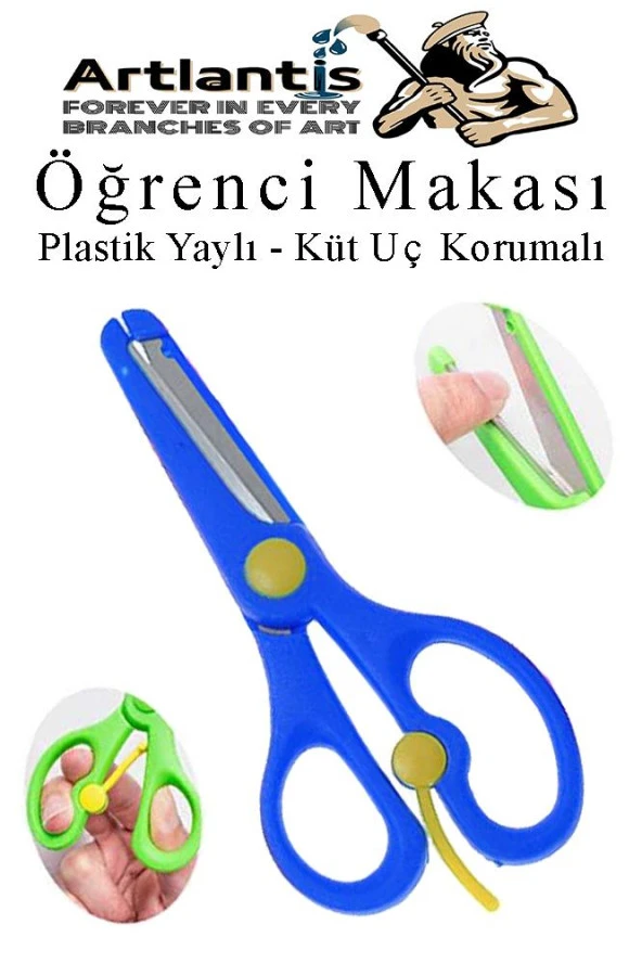 Koyu Mavi Öğrenci Makası 1 Adet Plastik Yaylı Küt Uç Korumalı Okul Makası Çocuk Makası Okul Öncesi Kreş Ana Sınıfı ürün görseli 1