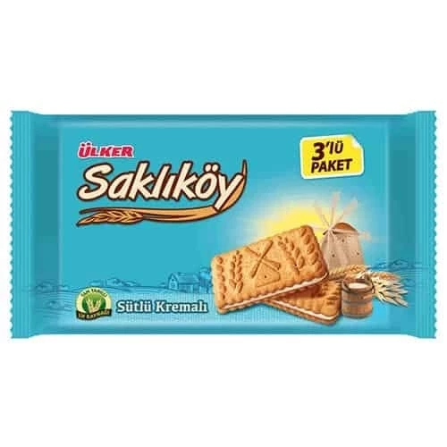 Ülker Saklıköy Sütlü Kremalı Bisküvi 3Lü MP ürün görseli 1
