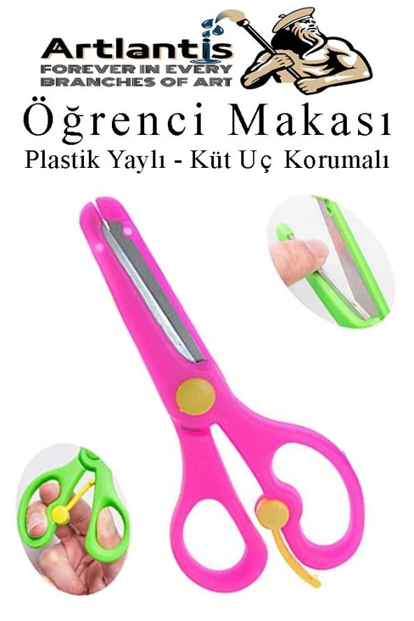 Pembe Öğrenci Makası 1 Adet Plastik Yaylı Küt Uç Korumalı Okul Makası Çocuk Makası Okul Öncesi Kreş Ana Sınıfı ürün görseli 1
