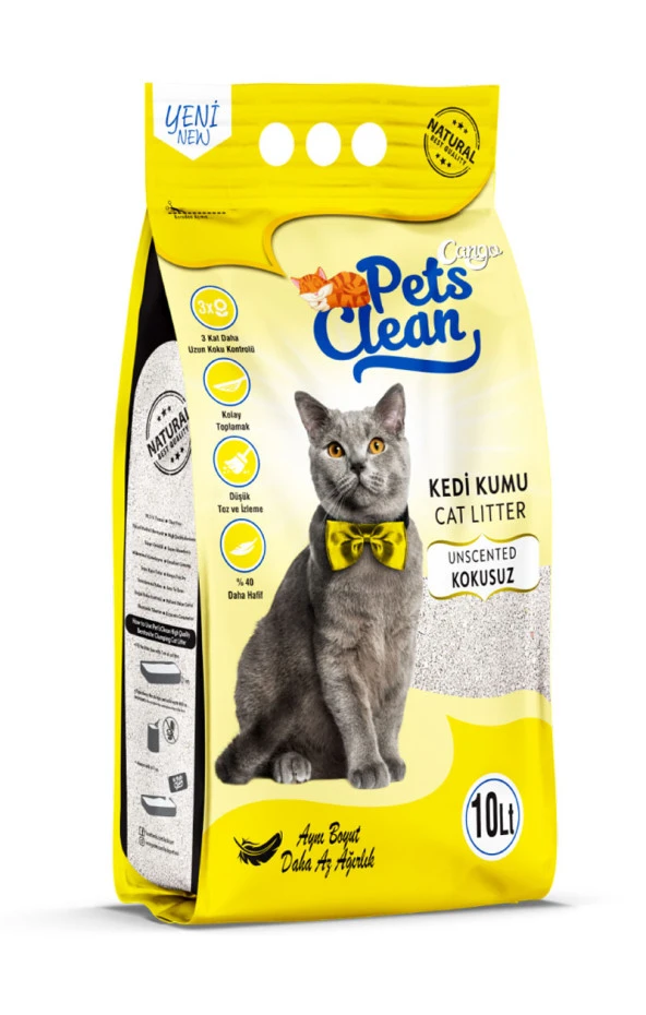 Pets Clean Kedİ Kumu Natural (Kokusuz) 10LT ürün görseli 1