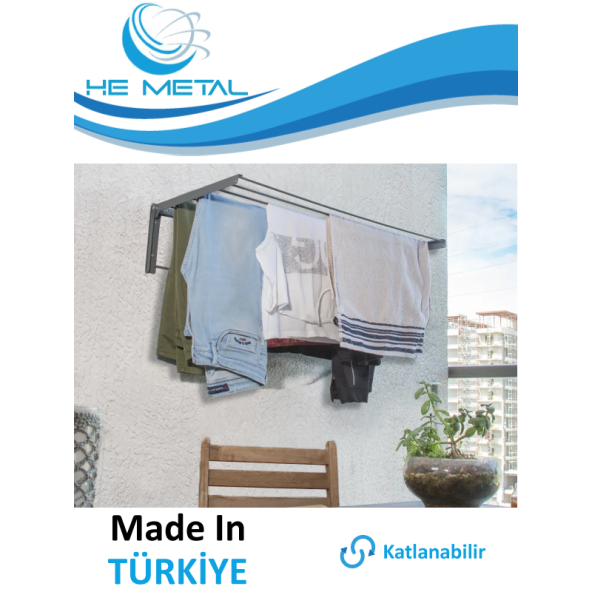 Duvara Monte Katlanabilir Çamaşır Askısı - 60x30 cm ürün görseli 1