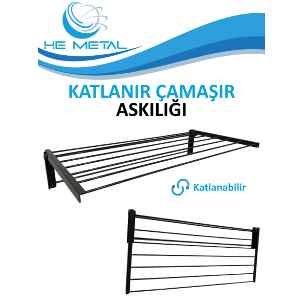 Duvara Monte Katlanabilir Çamaşır Askısı - 60x30 cm - Resim 3