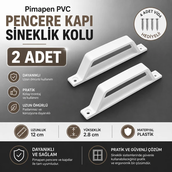 Pimapen PVC Pencere Kapı Sineklik Kolu Plastik D Tutucu Tutamağı 2 Adet ürün görseli 1