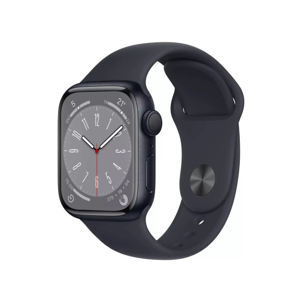 Apple Watch Series 8 GPS 41mm Gece Yarısı Alüminyum Kasa - Gece Yarısı Spor Kordon MNP53TU/A-Teşhir ürün görseli 1