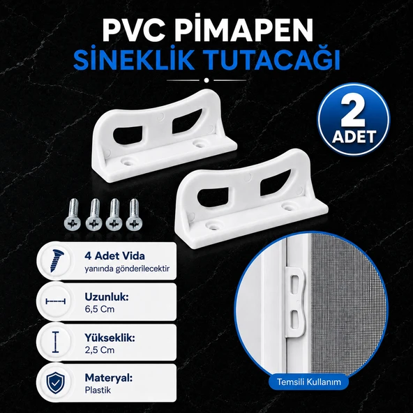 Pimapen PVC Pencere Kapı Sineklik Kolu Plastik L Tipi Tutucu Tutamağı 2 Adet ürün görseli 1