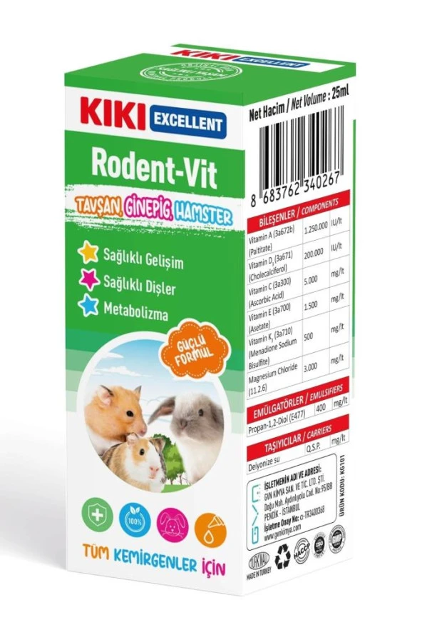 KIKI Kemirgen Rodent-Vit Vitamin Desteği 25ml ürün görseli 1