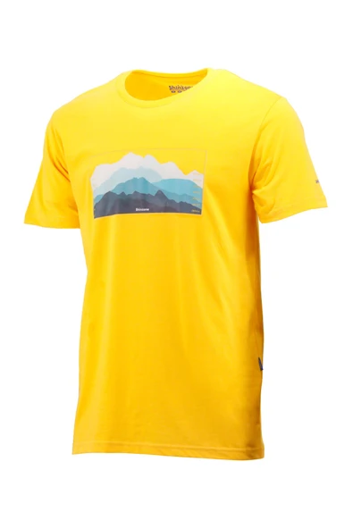 Erkek Bisiklet Yaka Standart Fit Göğüs Baskılı Sarı T-Shirt ürün görseli 1