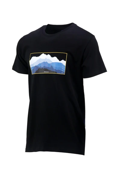 Erkek Bisiklet Yaka Standart Fit Göğüs Baskılı Siyah T-Shirt ürün görseli 1