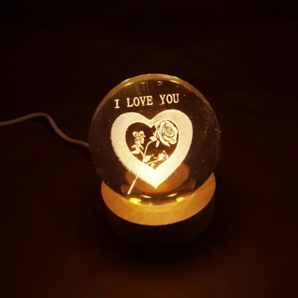 I Love You Işıklı Cam Küre ürün görseli 1