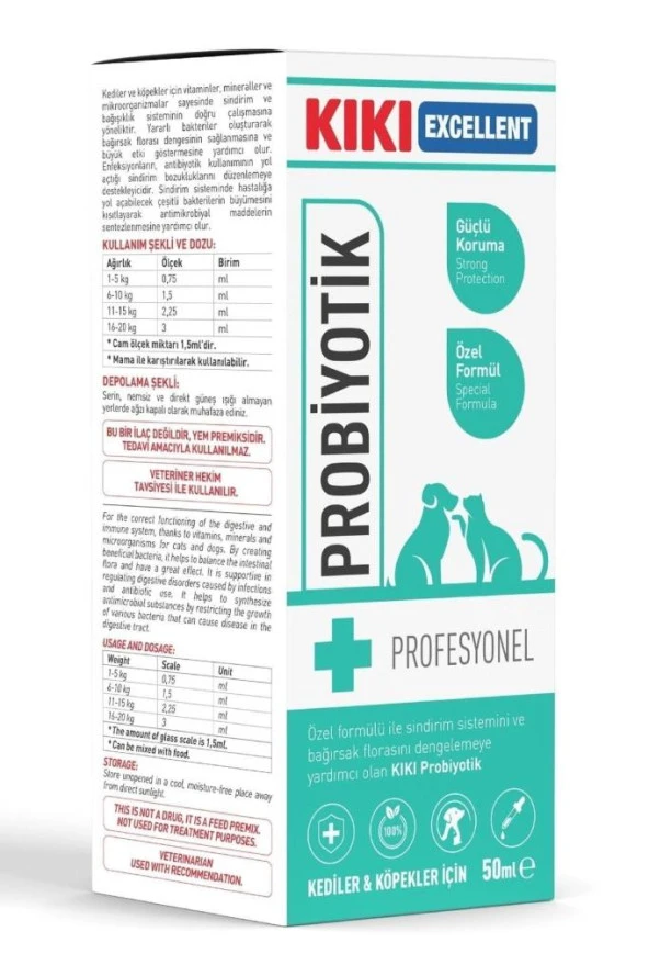KIKI Excellent Kedi Köpek İçin Probiyotik Şurup 50 ml ürün görseli 1