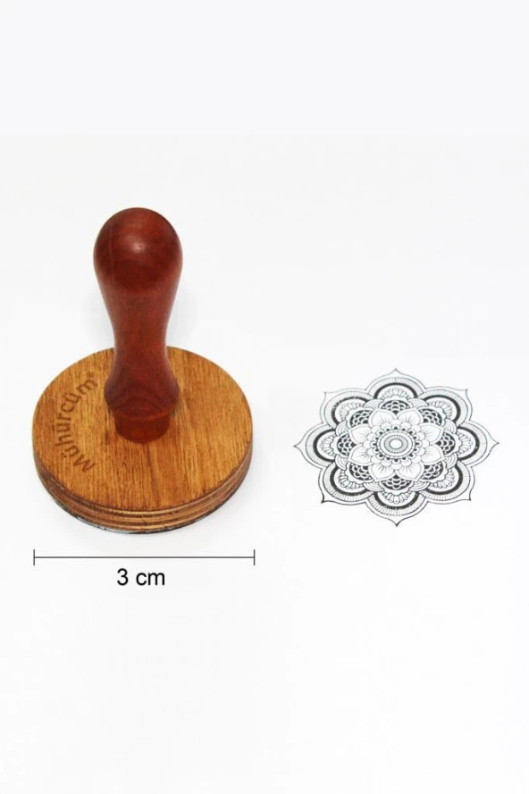 Mühürcüm Kişiye Özel Ahşap Mühür Damga 3 cm çap Yuvarlak MAD3 ürün görseli 1