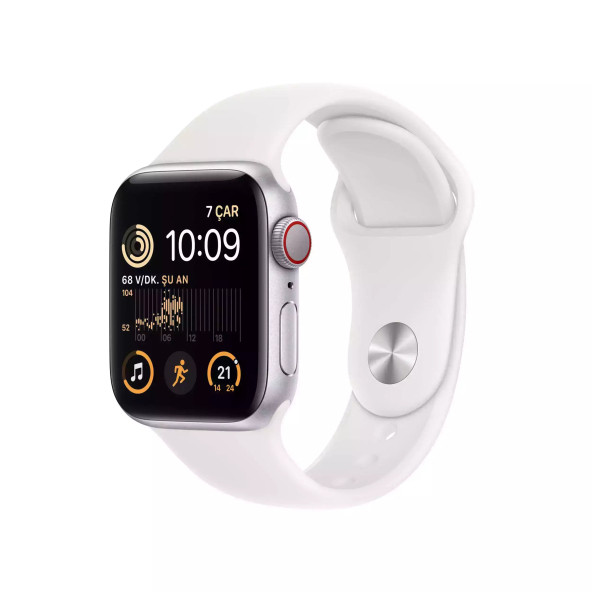 Apple Watch SE GPS + Cellular 40mm Gümüş Alüminyum Kasa - Beyaz Spor Kordon MNPP3TU/A-Teşhir ürün görseli 1