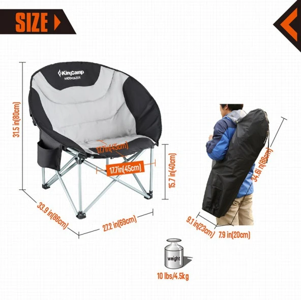 KingCamp MOONGAZER SANDALYE (BLACK/GREY) - Resim 7