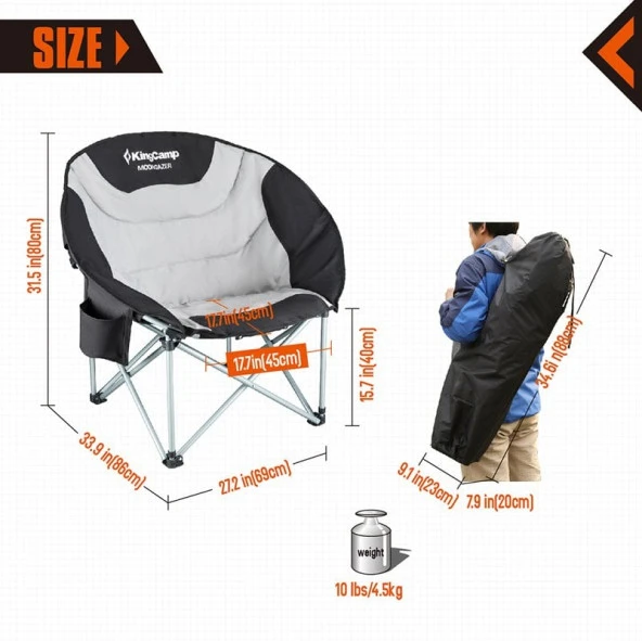 KingCamp MOONGAZER SANDALYE (BLACK/GREY) - Resim 11