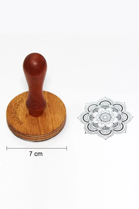 Mühürcüm Kişiye Özel Ahşap Mühür Damga 7 cm çap Yuvarlak MAD7 ürün görseli 1