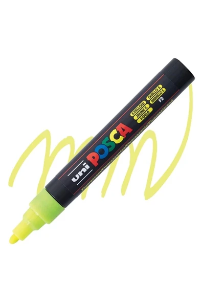 UNİ POSCA SU BAZLI POSTER MARKER PC-5M 1.8-2.5 FLUORESCENT SARI ürün görseli 1