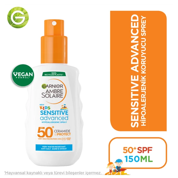 Garnier Ambre Solaire Sensitive Advanced Çocuk Hipoalerjenik Güneş Koruyucu Sprey SPF50+ 150ML ürün görseli 1