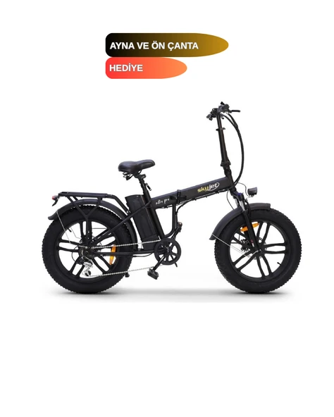 Skyjet Nitro Pro Kalın Tekerli Elektrikli Bisiklet Siyah E-Bike AYNA VE ÇANTA HEDİYELİ ürün görseli 1