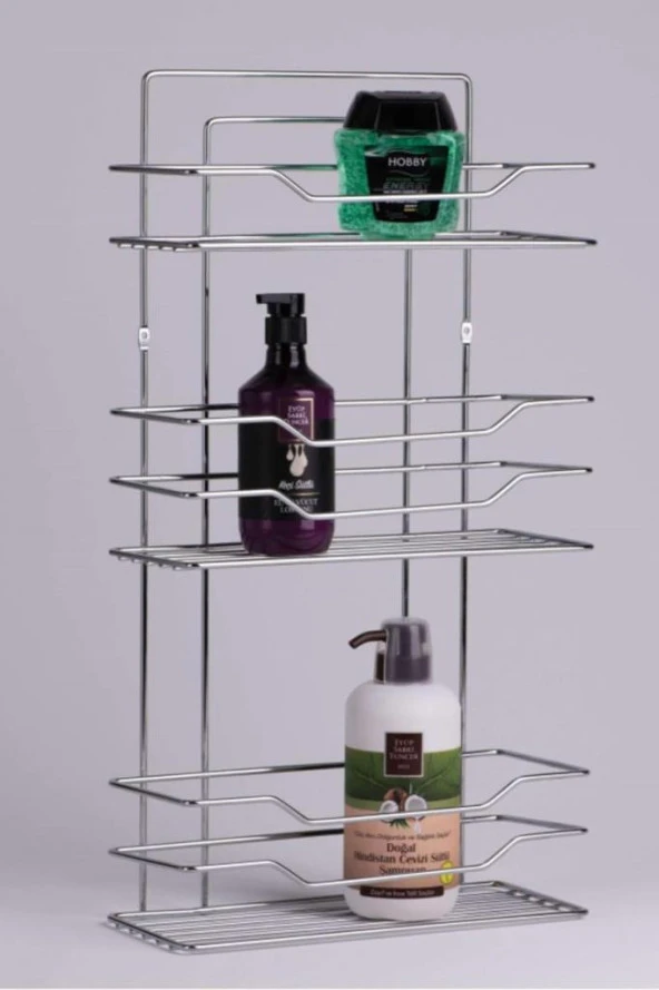 Metal 3 Katlı Krom Banyo Rafı Şampuanlık Organizer Dikdörtgen ürün görseli 1