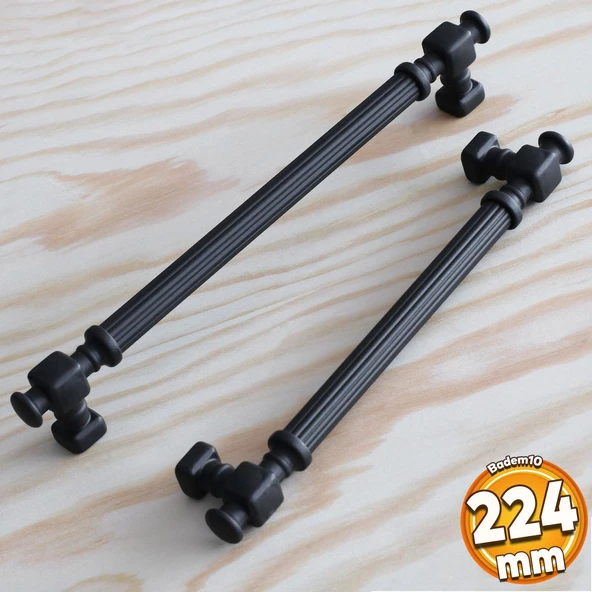 Talas Mat Siyah Çizgili Metal Kulp 224 mm 22.4 cm Mobilya Mutfak Dolap Çekmece Dolabı Kapak Kulpları ürün görseli 1