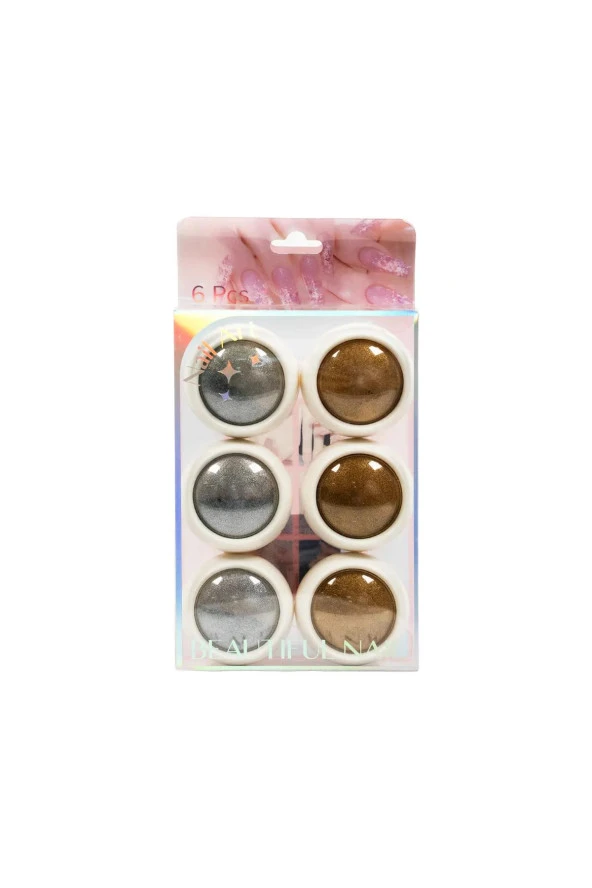 Fontenay Tırnak Glitter Ayna Tozu, Krom Glitter, Manikür Tırnak Tozu 6'lı Set 2 ürün görseli 1