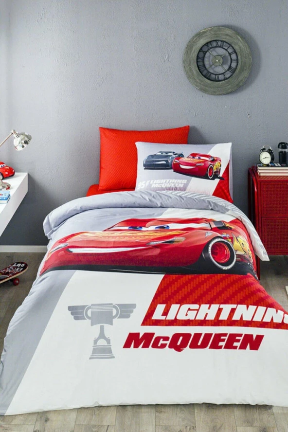 Özdilek Tek Kişilik Lisanslı Ranforce Kapitone Nevresim Takımı Piston Cup Kırmızı ürün görseli 1