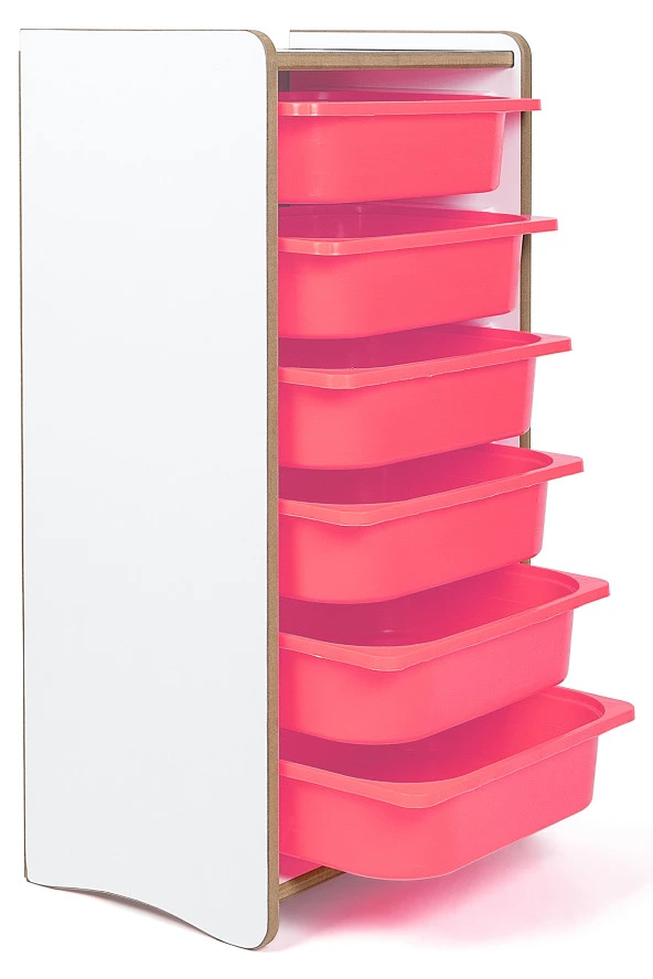 6 Çekmeceli Çocuk Oyuncak ve Aktivite Dolabı,Beyaz-Pembe 18mm MDF ürün görseli 1
