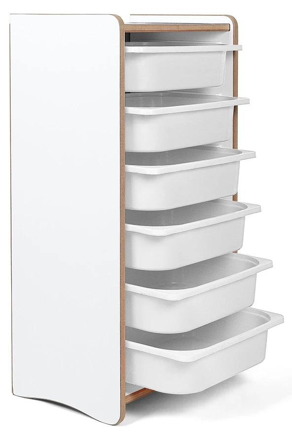 6 Çekmeceli Çocuk Oyuncak ve Aktivite Dolabı,Beyaz-Beyaz 18mm MDF ürün görseli 1