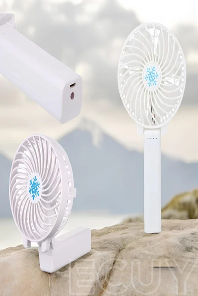 Şarjlı Taşınabilir El Fanı – 3 Kademeli Katlanabilir Masa Üstü Vantilatör, Işıklı, Sessiz Mini Fan ürün görseli 1
