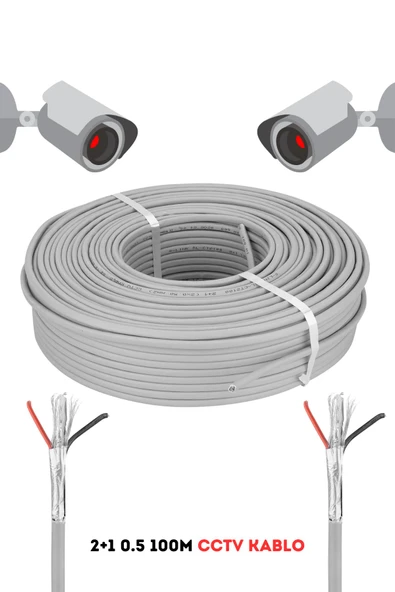 FURY Cctv Kablo Güvenlik Kamera Kablosu 2+1 0.5mm 100m Metre ürün görseli 1