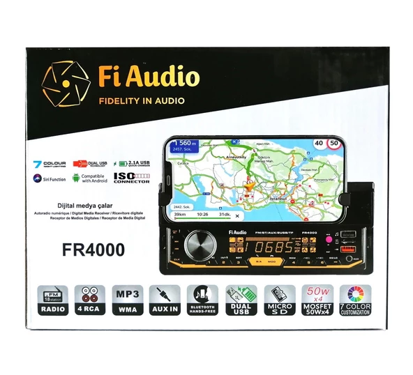Fi Audio FR4000 Telefon Standlı Bluetooth/USB/AUX/SD/2 Anfi Çıkışlı Dijital Medya Çalar Oto Teyp ürün görseli 1