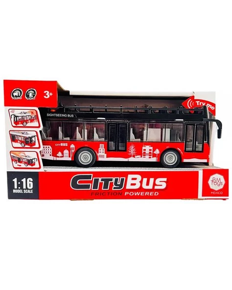 Ctoys Ses ve Işıklı Oyuncak Şehir Otobüsü A1119 13 Kırmızı ürün görseli 1