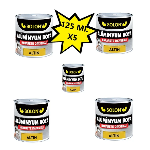 5 Adet Alüminyum Yaldız Boya Altın 125 Ml. ürün görseli 1