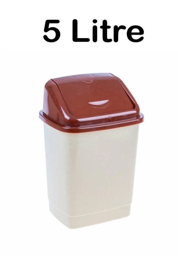 Plastik 5 Litre Klik Kapaklı Çöp Kovası Kahverengi ürün görseli 1