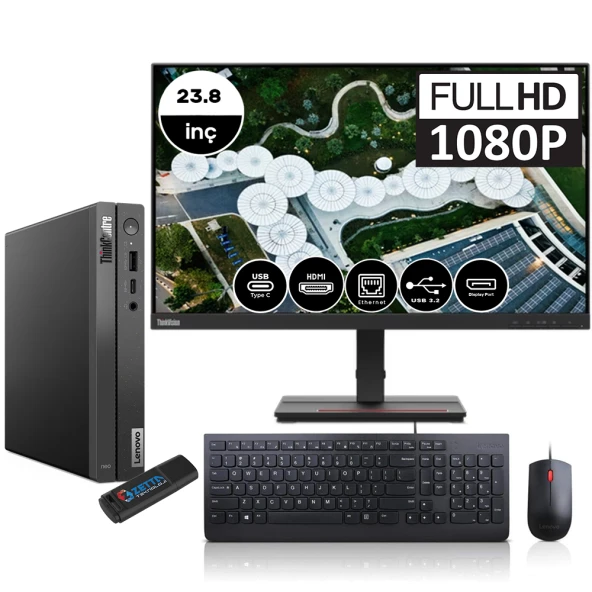 Lenovo Thinkcentre NEO 50Q Gen 4 Intel Core I5-13420H 16GB 1TB SSD Windows 11 Home 23.8" Masaüstü Bilgisayar 12LN0048TRMH02 + Zetta Flash Bellek ürün görseli 1