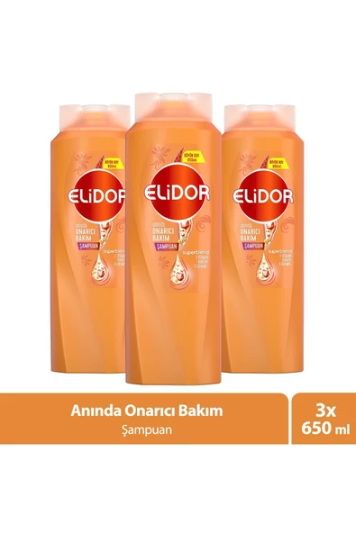Elidor Superblend Saç Bakım Şampuanı Anında Onarıcı Bakım C Vitamini Keratin Seramid 650 ml X3 ürün görseli 1