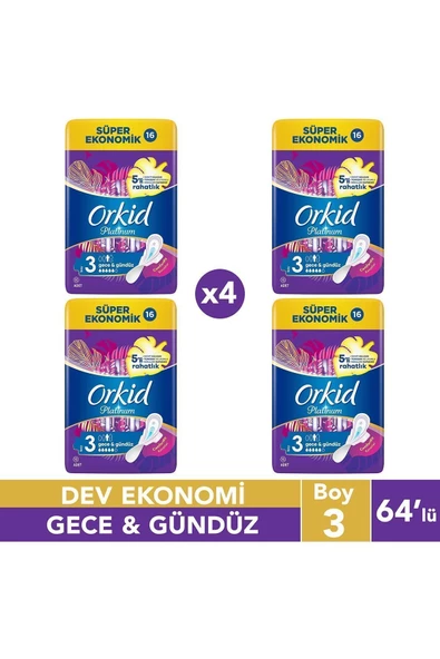 Orkid Platinum Hijyenik Ped Gündüz  Gece 64 Adet ürün görseli 1