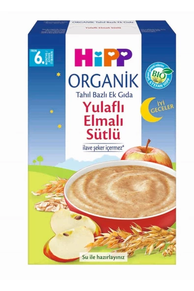 Hipp İyi Geceler Organik Tahıl Bazlı Ek Gıda 250 gr Sütlü Yulaf Elma ürün görseli 1