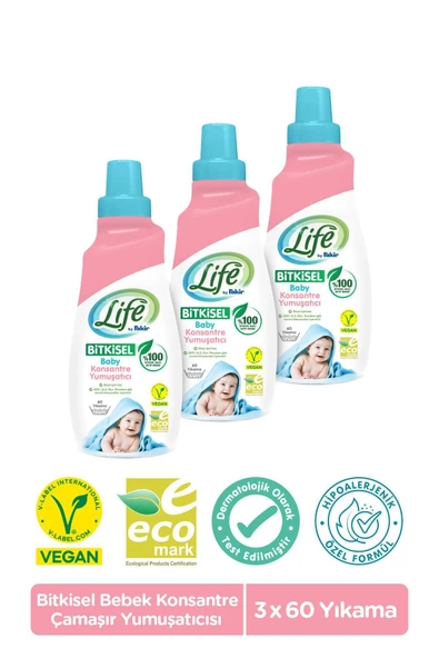 Life by Fakir Bitkisel Bebek Çamaşır Yumuşatıcısı 1500 ml X 3 Adet ürün görseli 1