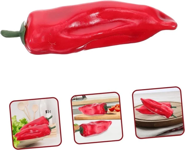 Nettenevime Yapay Kırmızı Biber Köy Biberi 1adet 15*4 cm Gerçek Boyut ürün görseli 1