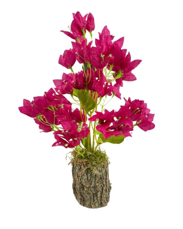 Nettenevime Yapay Çiçek Kütük Saksılı Fuşya Begonvil Dekoratif Masa Çiçeği 40*20cm ürün görseli 1